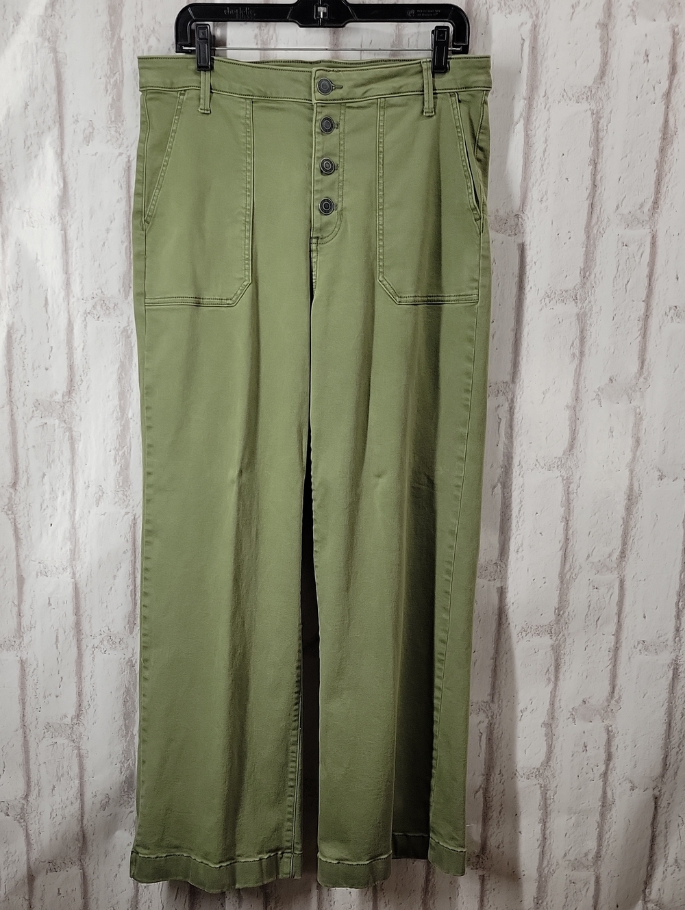 LC Lauren Conrad Olive Button-Fly Wide-Leg Trousers